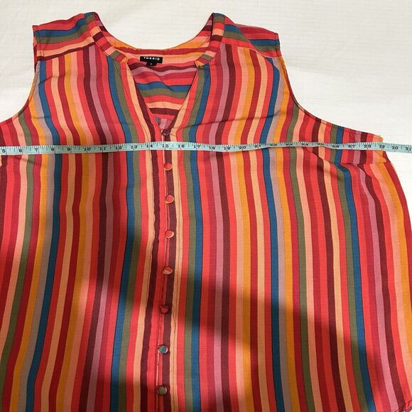 Torrid Multicolor Sleeveless Harper Blouse Size 4 4X Summer Rainbow Stripes - Picture 6 of 8